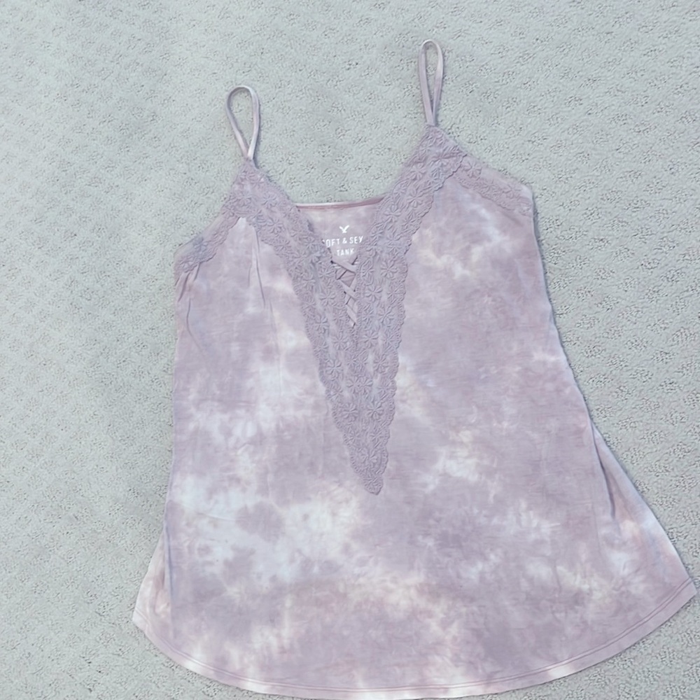 Lace and tie dye soft and sexy AEO tank top, size medium